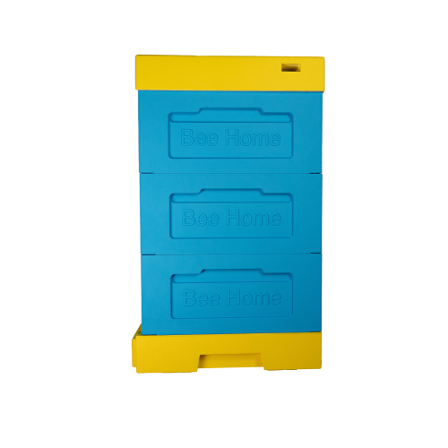 Bienenbeute aus Styropor  DNM,Zander  mit einem hohen hygienischen Boden BeeHome (ohne Innendeckel) blau-gelb  