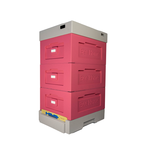 Bienenbeute aus Styropor  DNM,Zander  mit einem hohen hygienischen Boden BeeHome (ohne Innendeckel) rosa-grau