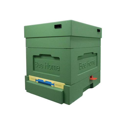 Polystyrene beehive Zander with a hygienic bottom  for four families Bee Home, painted green 