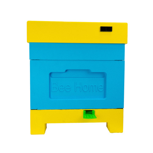 Polystyrene beehive Zander with a hygienic bottom  for four families Bee Home, painted blue and yellow 