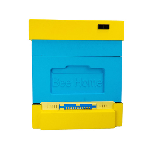 Polystyrene beehive Zander with a hygienic bottom  for four families Bee Home, painted blue and yellow 