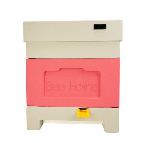 Polystyrene beehive Zander with a hygienic bottom  for four families Bee Home, painted pink and gray