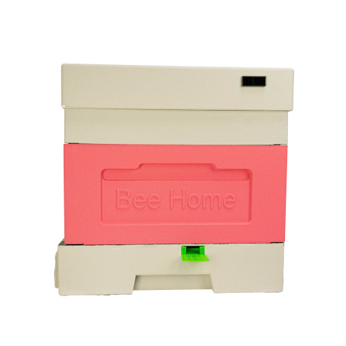 Polystyrene beehive Zander with a hygienic bottom  for four families Bee Home, painted pink and gray