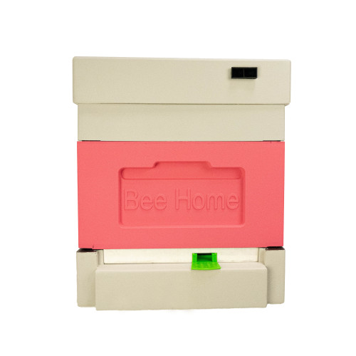 Polystyrene beehive Zander with a hygienic bottom  for four families Bee Home, painted pink and gray