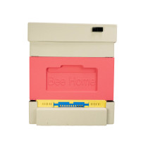 Polystyrene beehive Zander with a hygienic bottom  for four families Bee Home, painted pink and gray
