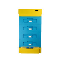 Bienenbeute aus Styropor  Dadant-10 Rähmchen 1/2  mit einem hohen hygienischen Boden BeeHome  blau-gelb  