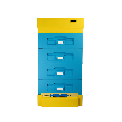  Polystyrene Dadant 1/2 beehive for 10 frames BeeHome with a hygienic bottom, painted yellow and blue 
