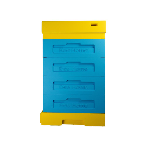  Polystyrene Dadant 1/2 beehive for 10 frames BeeHome with a hygienic bottom, painted yellow and blue 