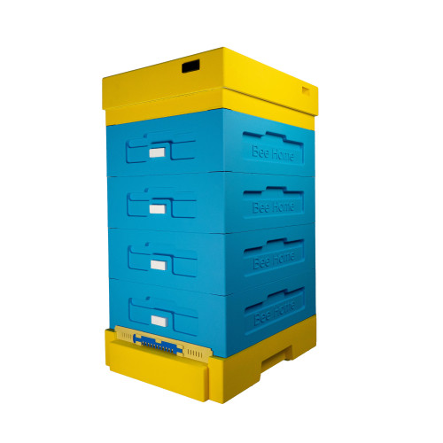  Polystyrene Dadant 1/2 beehive for 10 frames BeeHome with a hygienic bottom, painted yellow and blue 