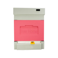 Polystyrene beehive Dadant with a hygienic bottom for four families Bee Home, painted pink and gray Polystyrene beehive Dadant with a hygienic bottom for four families Bee Home, painted pink and gray