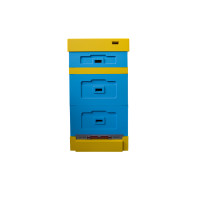 Polystyrene Rutta beehive for 10 frames BeeHome with a hygienic bottom, painted yellow and blue