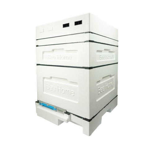 Unpainted polystyrene Dadant beehive for 12 frames BeeHome with a hygienic bottom for two families