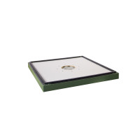 Polystyrene transition board with bee excluder Bee Home painted green