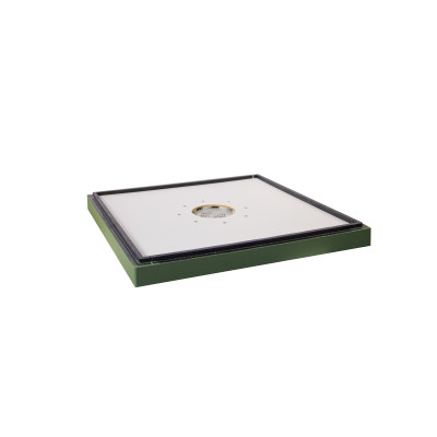 Polystyrene transition board with bee excluder Bee Home painted green