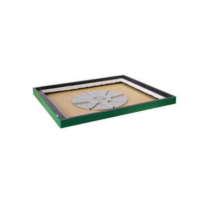 Polystyrene transition board with bee excluder Bee Home painted light green