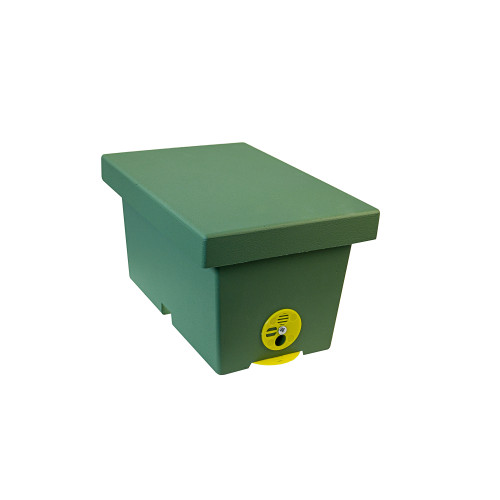 The polystyrene nucleus for 1 colony, BeeHome, painted green