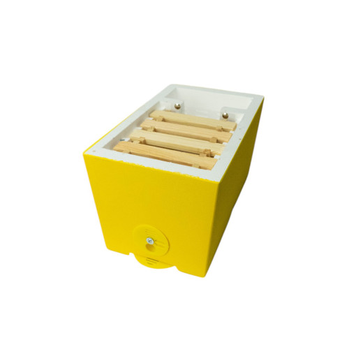The polystyrene nucleus for 1 colony, BeeHome, painted yellow